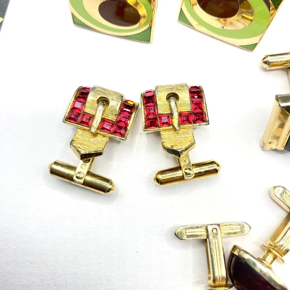 Gold Tone Cuff Links Bundle Of 4 Pairs Vintage Men's Unisex
